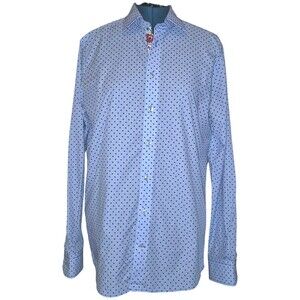 GEORG ROTH MENS POLKA DOT MIXED MEDIA FLORAL BUTTON PANEL SHIRT XL